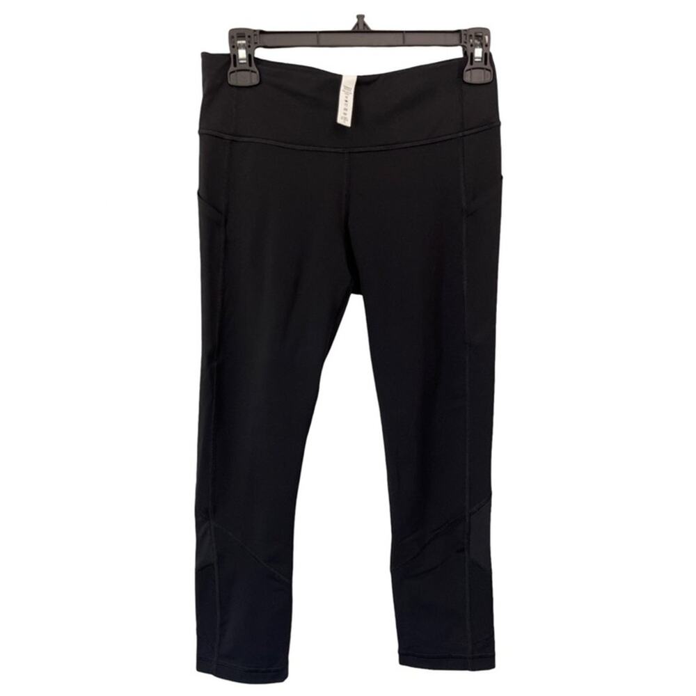 Lululemon Black Cropped Leggings Women’s Size 6 High Rise Sculpt Tech EUC